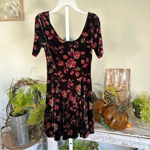 Velvet Floral Fall Autumn Winter Dress